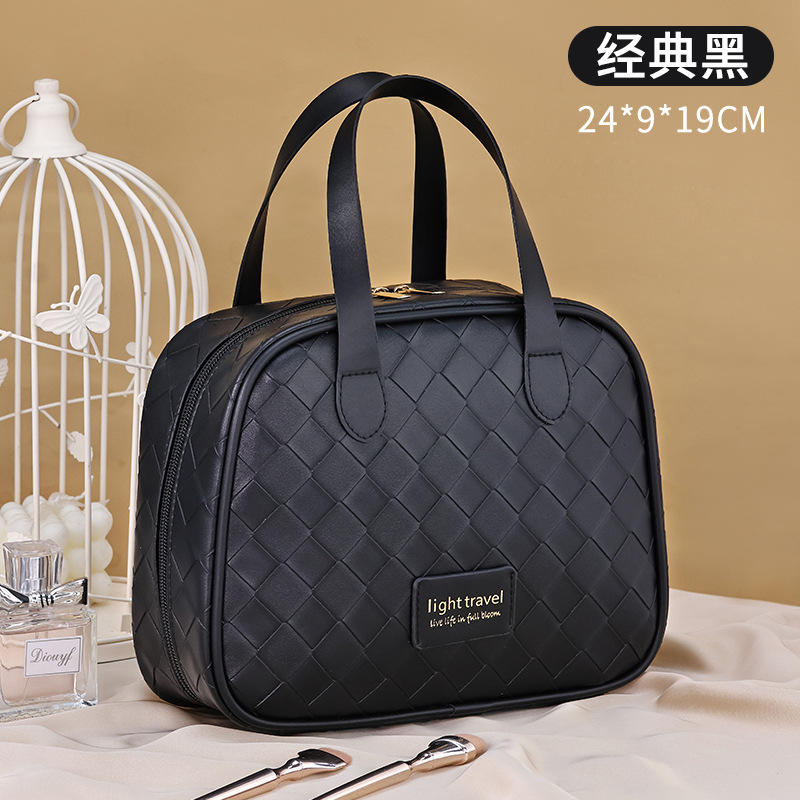 Bolsa de lavado de sensación avanzada de media curva de luna de rejilla tejida nuevo almacenamiento de partición impermeable de cosméticos tagi portátil de gran capacidad