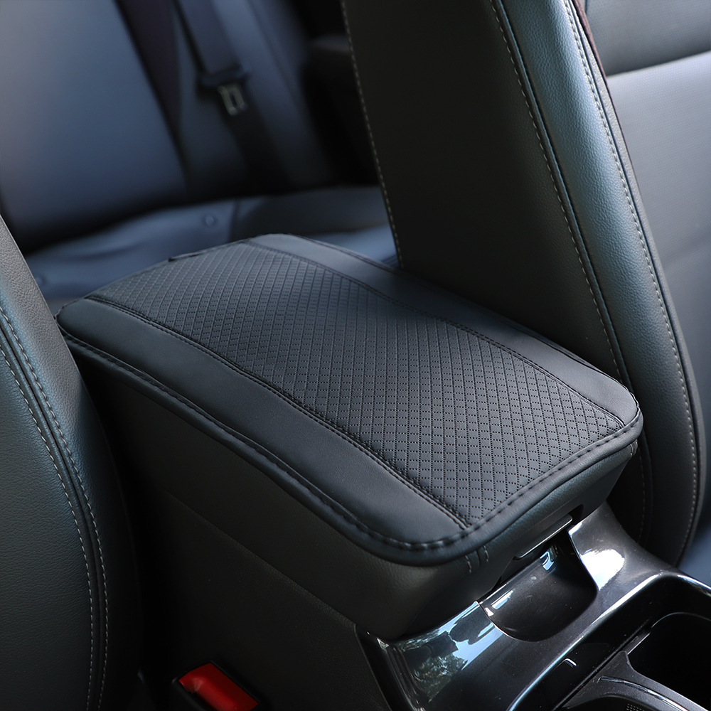 All-season universal armrest box mat, fiber leather embossed, double-stitched, non-slip central armrest box cover mat, Model YL