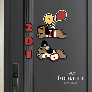 Puppy skateboard entry door number plate household number plate creative acrylic identification plate warm reminder plate