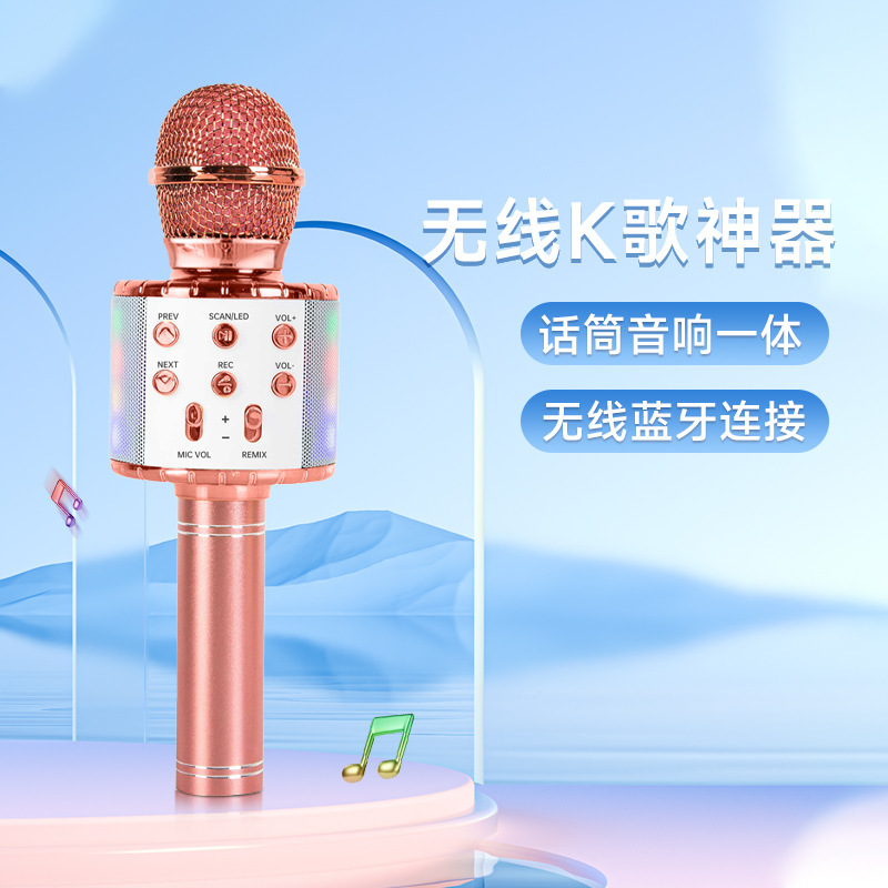 工厂带灯一体机话筒无线蓝牙音箱直播麦克风音响一体掌上设备宝宝