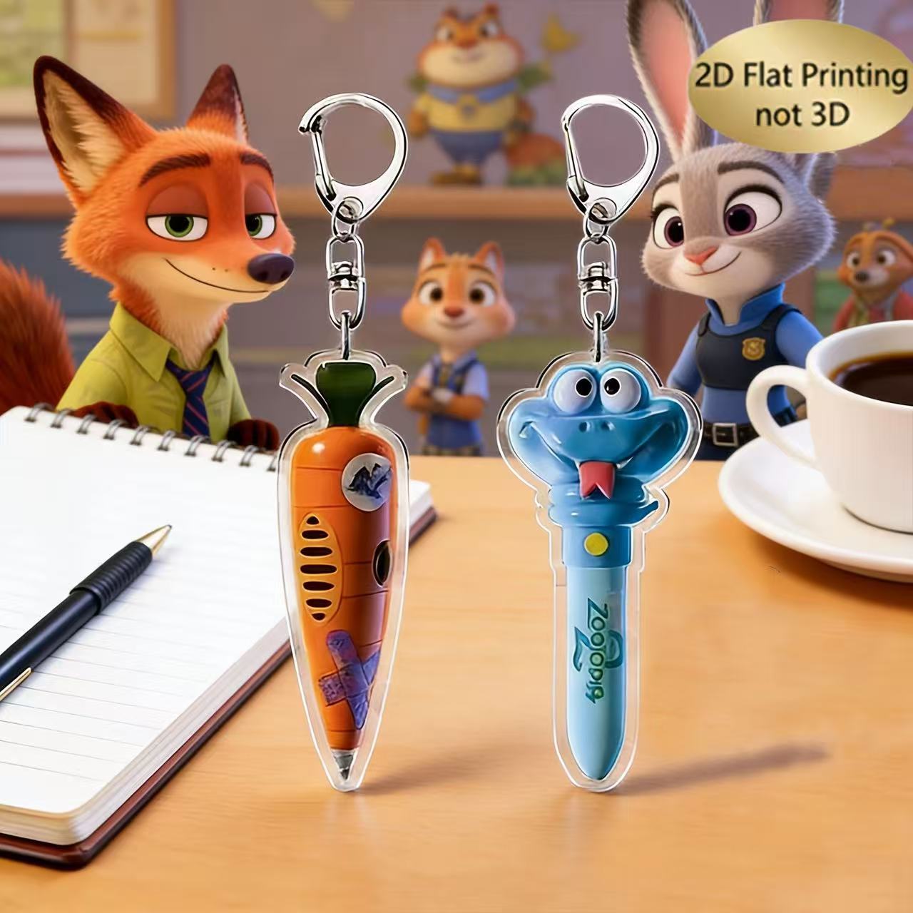 Colgante serie de Zootopia loca periferia grabadora de zanahoria galeria acrílico bolso colgante llavero