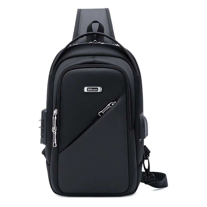 Men's Chest Bag, Single Shoulder Crossbody Bag, Waterproof Multifunctional Men's Bag, Password Lock Small Backpack, Contrasting Color Casual Travel Bag