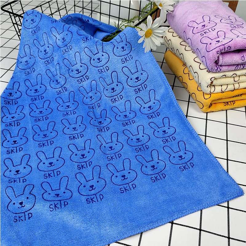Wholesale Microfiber Towel Printed with Bunny Design, Absorbent and Lint-Free, Suitable for Beauty Salons, Hair Drying, Home Use, and Face Washing
