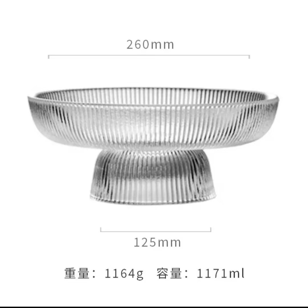 Plato de fruta alto de vidrio de lujo ligero, sala de estar para el hogar, plato de fruta exquisito, bandeja de refrigerio de alta calidad, vajilla al por mayor