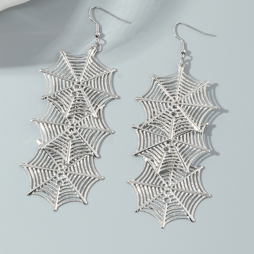 Novelty Spider Web Iron No Inlaid Earrings display picture 6