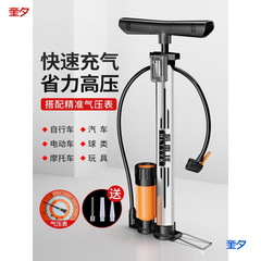 高压打气筒自行车汽车篮球便携电动车通用家用充气管气压表气嘴