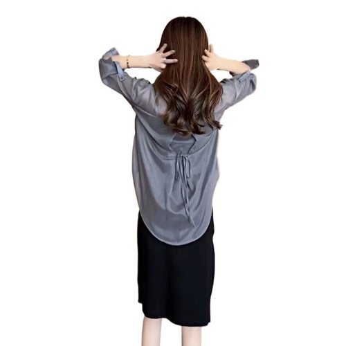 2025 Sheer Top Summer Unisex Design Aesthetic Plus Size Sun Shirt Women's Summer Thin Outer Shirt