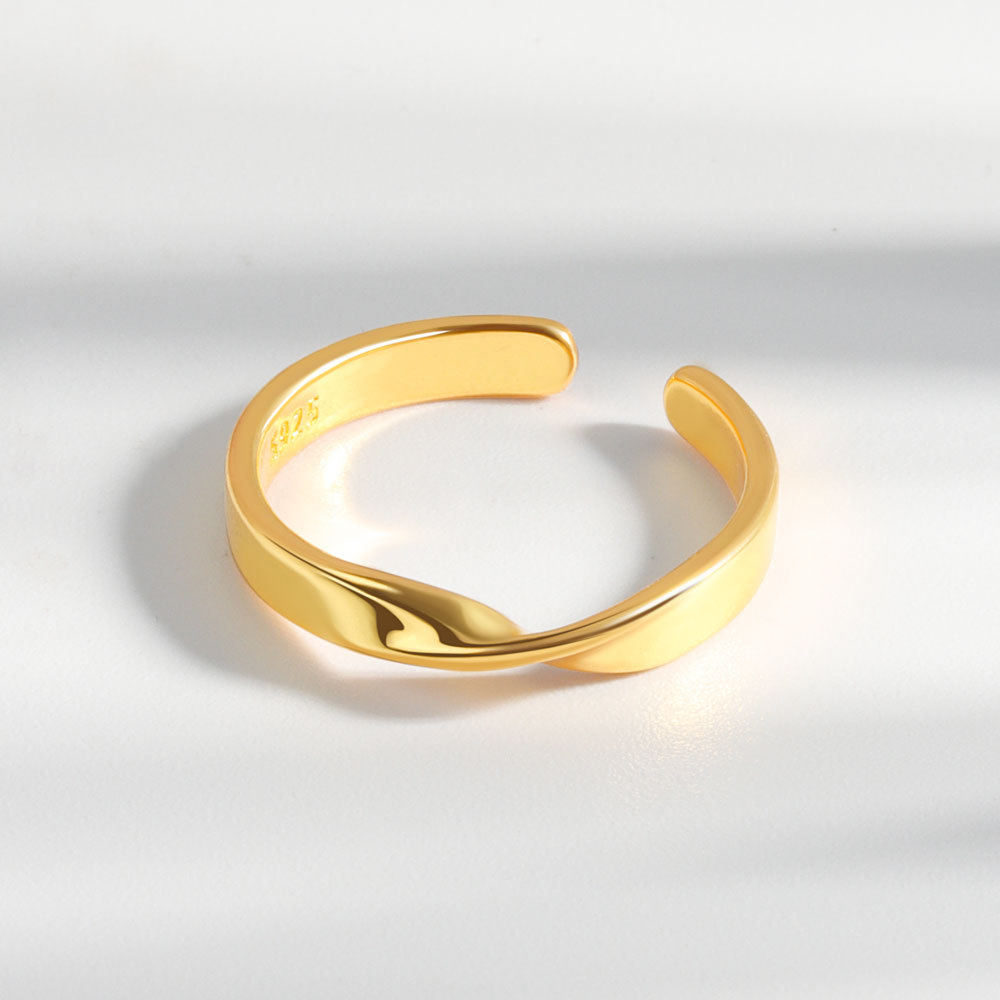 Korean Style Irregular Twist Ring Men's Simple Cold Style Aperture Open Ring Wide Version Mobius Ring Ring