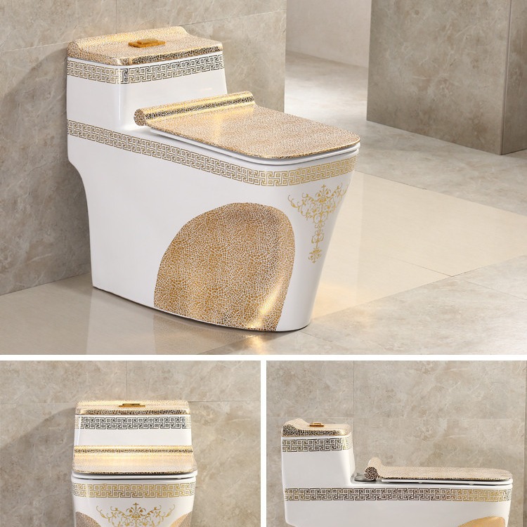 Hogar colorido dorado ultra plano inodoro de gran diámetro inodoro mudo ahorro de agua