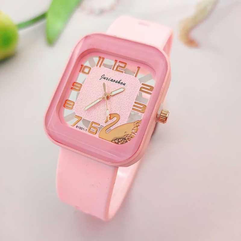 silicone square quartz watch for leisure