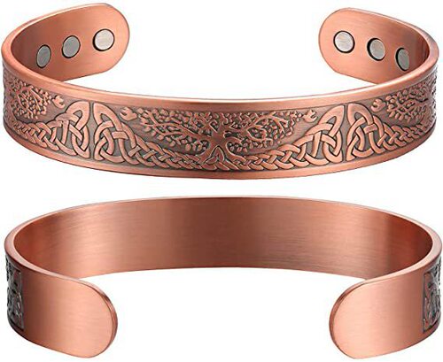 Weiwan: New European and American Style Trendy Retro Silver Magnetic Viking-Style Personalized Bracelet | Korean-Style Red Copper Open-End Bracelet