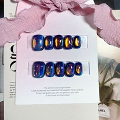 秋冬新款炫酷原創極光幻彩玻璃紙爆閃冰塊貓眼純手工光療穿戴甲貼