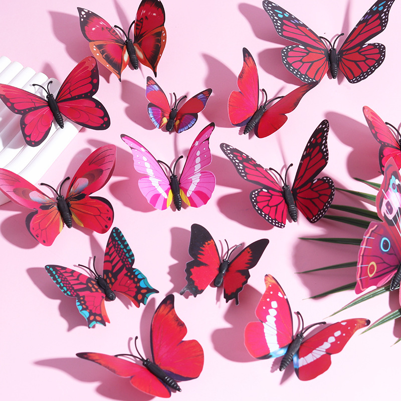 Pegatina de mariposa tridimensional 3D Dormitorio Sala de estar Habitación infantil Fondo Decoración de pared Mariposa magnética Decoración de interior