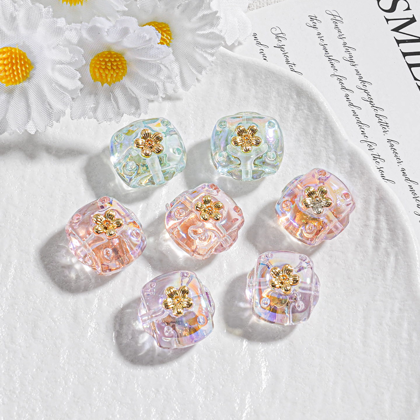 Cadena de teléfono móvil de resina de viento de lujo ligero, cadena de muñeca corta con cuentas hecha a mano transparente, material de accesorios de bricolaje cuadrado de moda