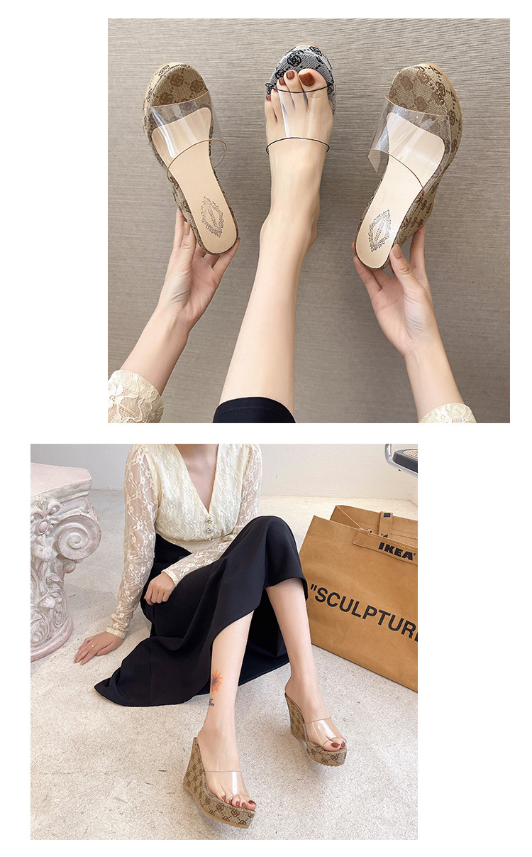 Wedge Sandals For Women Transparent Beach Slippers Stylish_voghion.com
