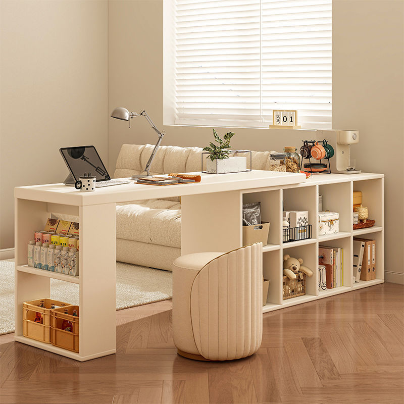 Computer Desk Small Home Retractable Desk Bookshelf Integrated Office Desk Cream Style Bedroom Corner Dresser