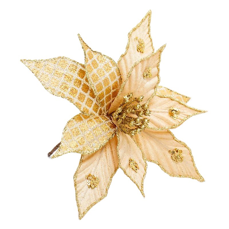 30cm gran flor de Navidad oro plata rojo decoración de Navidad corolla de flores de caña simulación decoración de flores falsas