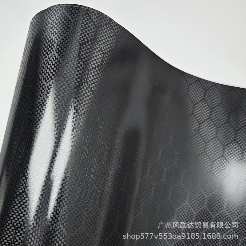 Cross-Border Hot-Selling Pet High-Gloss Forged Diamond-Shaped Black Carbon Fiber Interior Trim Glossy Black Full Body Wrap Film