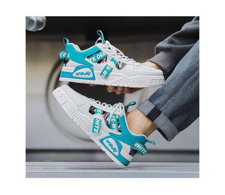 Giày thể thao nam màu trắng thoáng khí đế dày phong cách Hàn, giày sneaker đa năng thắt dây — E161 trắng đen, Màu Kaki E161 chi tiết 14