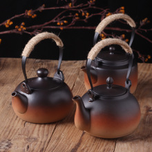 日式柴烧陶瓷壶粗陶提梁壶烧水煮茶壶家用泡茶酒精炭炉电陶炉户外