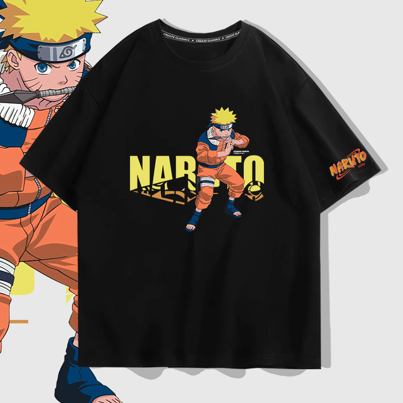Naruto Japanese Anime Pure Cotton Short-Sleeve T-Shirt Unisex Summer Trendy Loose Fit Drop Shoulder Top