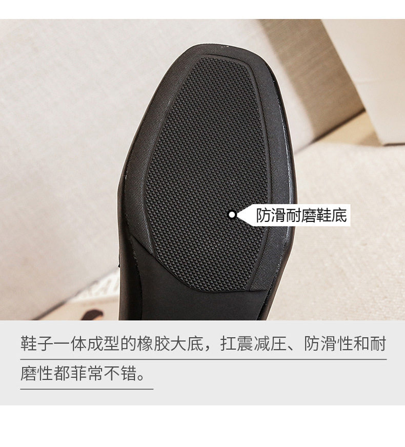 Giày lười nữ mũi vuông gót thấp 1–3 cm chất liệu sợi siêu mịn — Màu mơ, Màu đen chi tiết 12