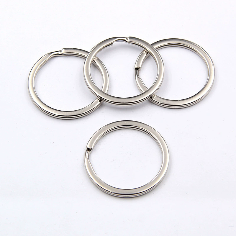 Оптовая металлическая цепочка для ключей многоцветная многоразмерная 30 мм железная плоская цепочка для ключей с плоским кольцом DIY