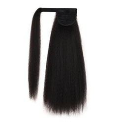 Perruque transfrontalière en fibre chimique, soie haute température, yaki, crépue droite, queue de cheval Velcro de 22 pouces, vente en gros_voghion.com