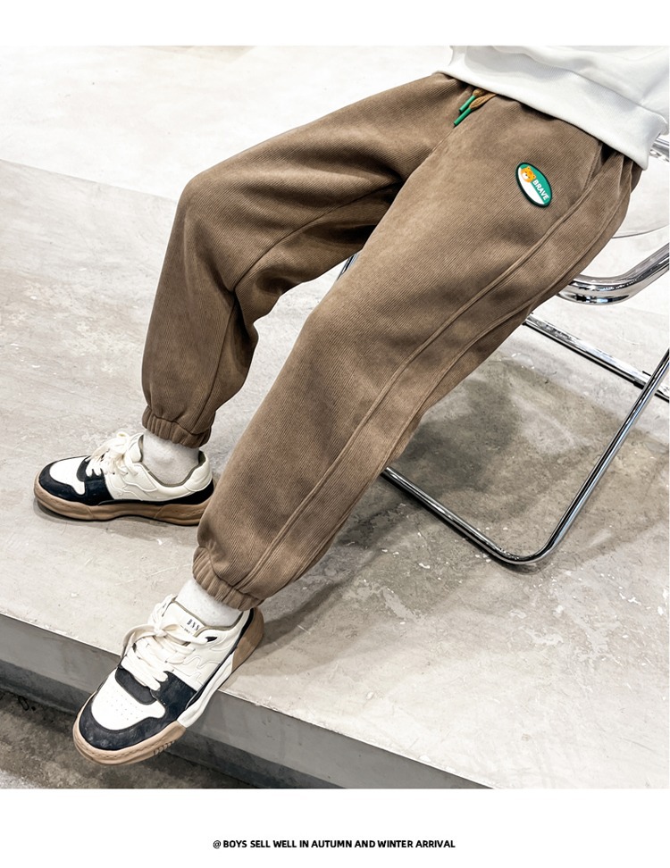 Boys Autumn Corduroy Jogger Pants Casual Sweatpants For Kids_voghion.com