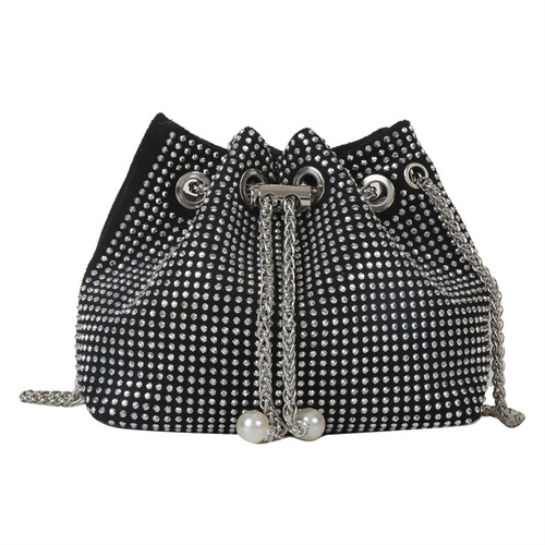 Fashion trendy small bag for women  spring new Korean version bright diamond crossbody bag ins internet celebrity chain bucket bag