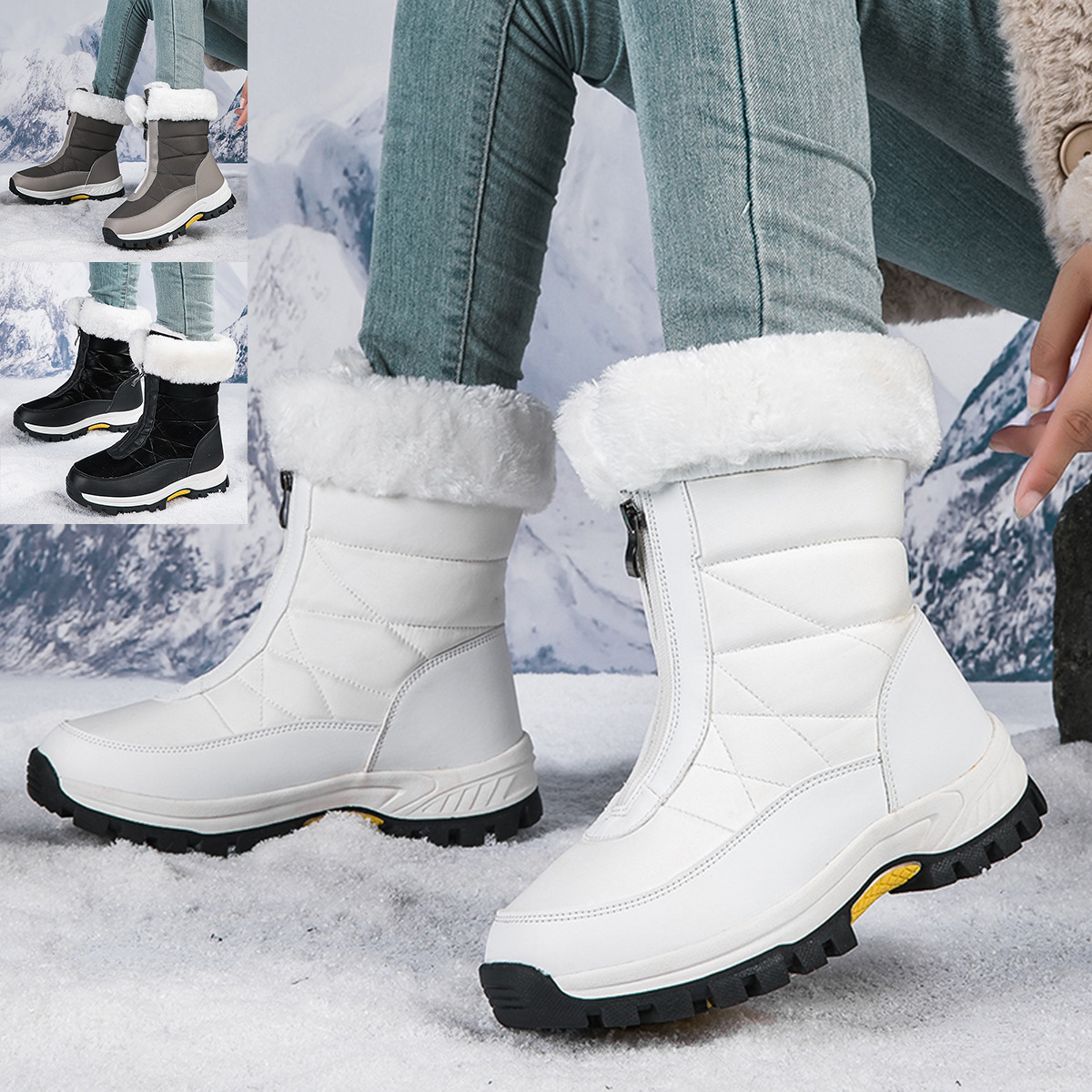户外雪地靴女2025冬季新款加绒棉靴女款跨境大码室外加绒保暖靴子