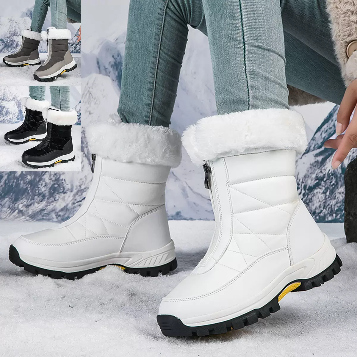 户外雪地靴女2025冬季新款加绒棉靴女款跨境大码室外加绒保暖靴子