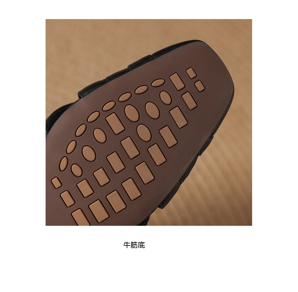 Sandal nữ da cừu mũi nhọn quai ngang gót vuông 6 cm — đen chi tiết 12