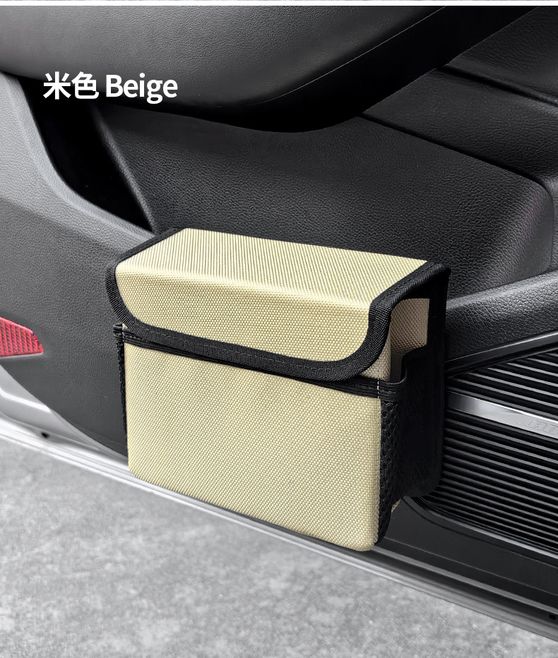 Car Trash Can Car Storage Box Foldableing Covered Hanging Seat Back Storage Bag Storage Box Interior Supplies