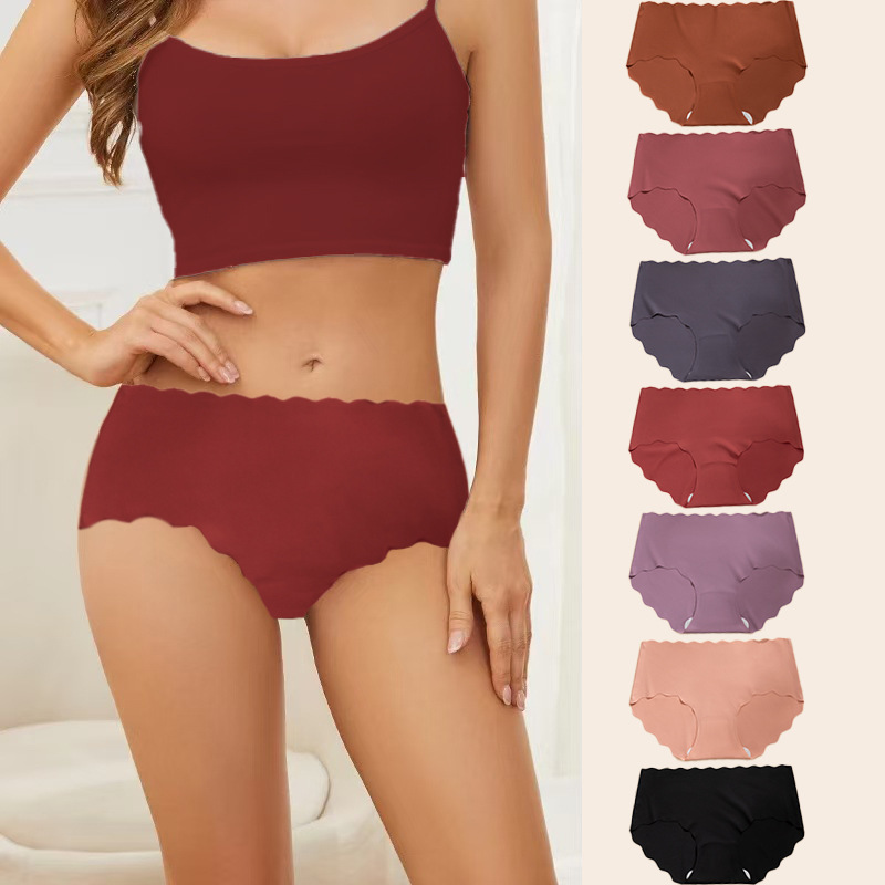 Cross-Border Women's Underwear Popular Low-Waist Large Size Ice Silk Seamless Glued Briefs European and American Underwear Women's Spot Wholesale Cross-Border Women's Underwear Popular Low-Waist Large Size Ice Silk Seamless Glued Briefs European and American Underwear Women's Spot Wholesale