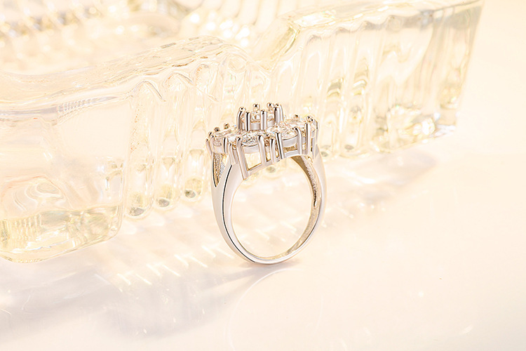 Fashion Flower Copper Rings Plating Zircon Copper Rings