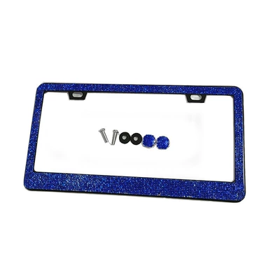 License Plate Frame Simple and Fashionable | License plate holder/license plate holder - blue-rhinestone-1-piece