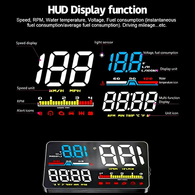 Cross-border best-selling car HUD Vehicle HUD - d5000obdhead-up-display-obd-function-requires-vehicle-model-checkgps-function-is-universal