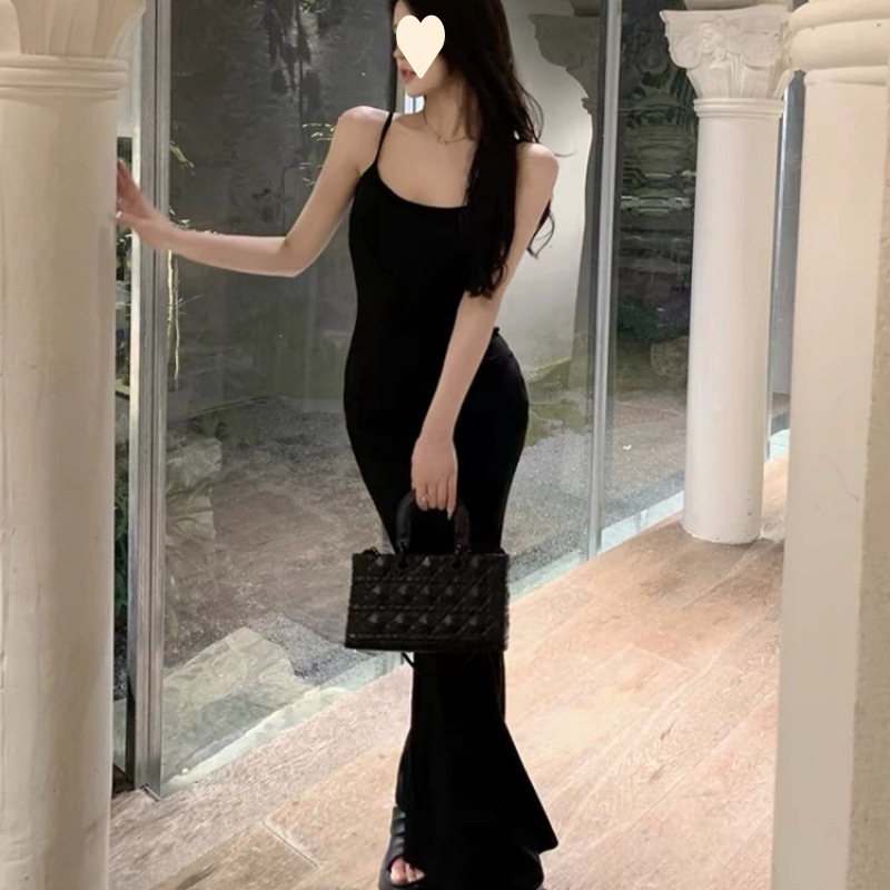 2025 新しい夏のスタイルの女性のウエスト痩身純粋な欲望ホットガールベストサスペンダーノースリーブ気質ドレス|undefined