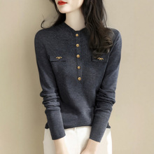 长袖针织衫上衣女装秋冬季2025新款外贸修身打底衫毛衣