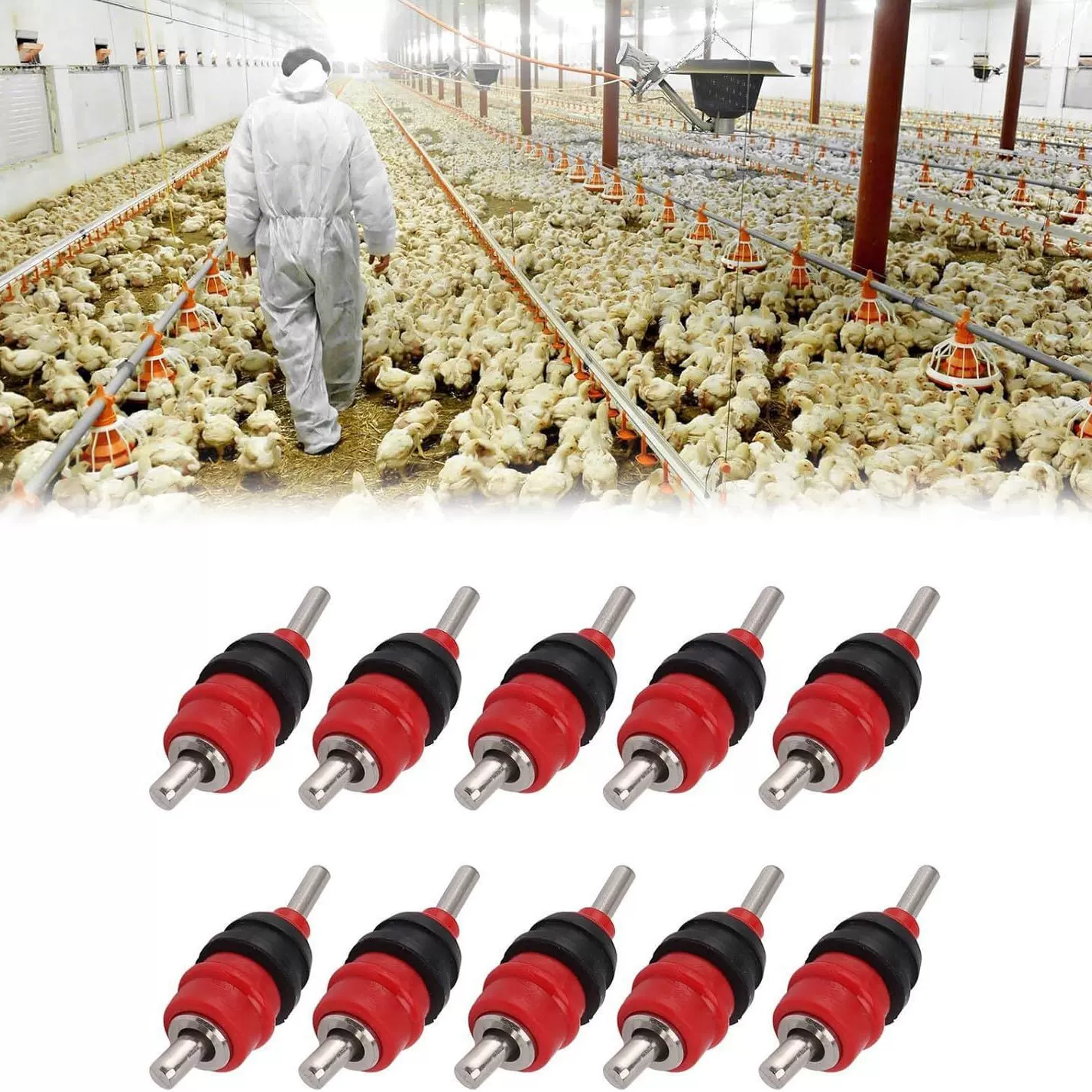 欧洲站爆品鸡用钢球乳头饮水器对接式钢球红头自动饮水咀养鸡设备