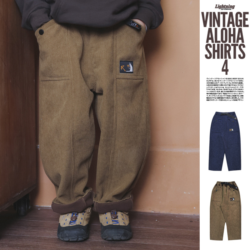 儿童灯芯绒裤子日系潮牌童装2024冬季新款男童加绒长裤宝宝棉裤子