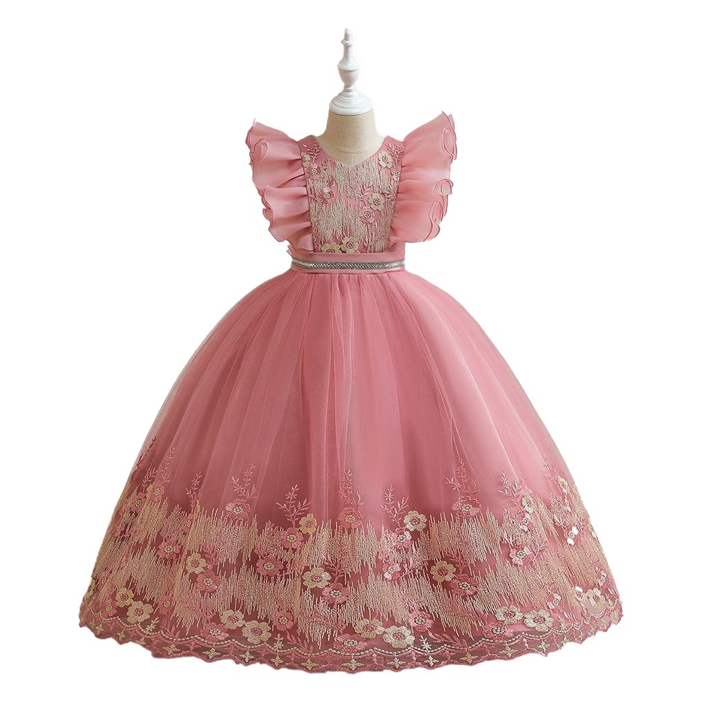 Ropa infantil en stock, vestido infantil, vestido de princesa de tul bordado, vestido de fiesta para niña, vestido de noche.