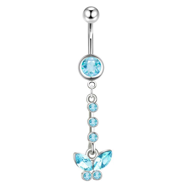 14G Navel Ring Blue Glow Star Dangle Belly Button Piercing Jewelry Stainless Steel detail image 7