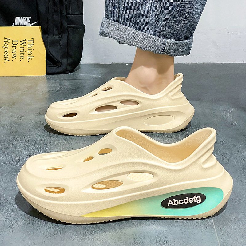 Zapatos con agujeros de coco, tendencia de verano para hombres, sandalias deportivas con todo incluido de suela gruesa, zapatillas de Baotou de oficina juvenil