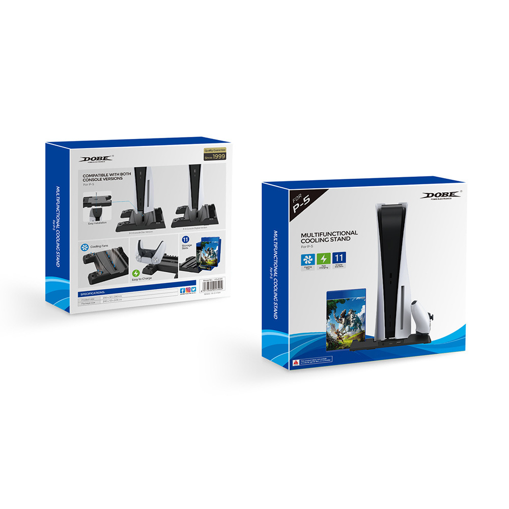 PS5 ventilador de refrigeración soporte asiento cargador PS5 host soporte de refrigeración base de la manija cargador doble todo-en-un almacenamiento rack