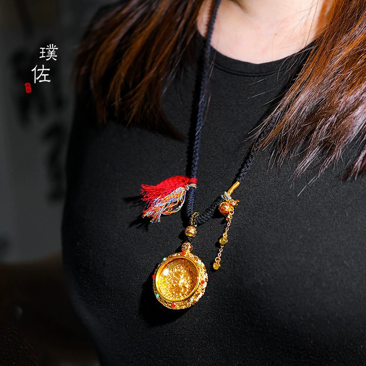 Three dimensional painted copper pendant, amulet, accessory