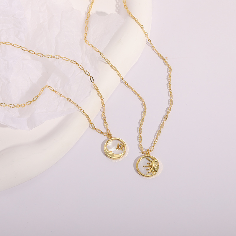 Fashion Sun Moon Copper Pendant Necklace Copper Necklaces