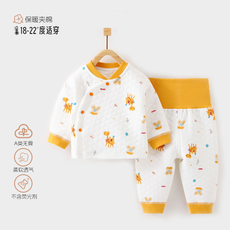 初生婴儿衣服三层保暖夹棉宝宝家居服婴幼儿时尚外出套装安阳童装|undefined