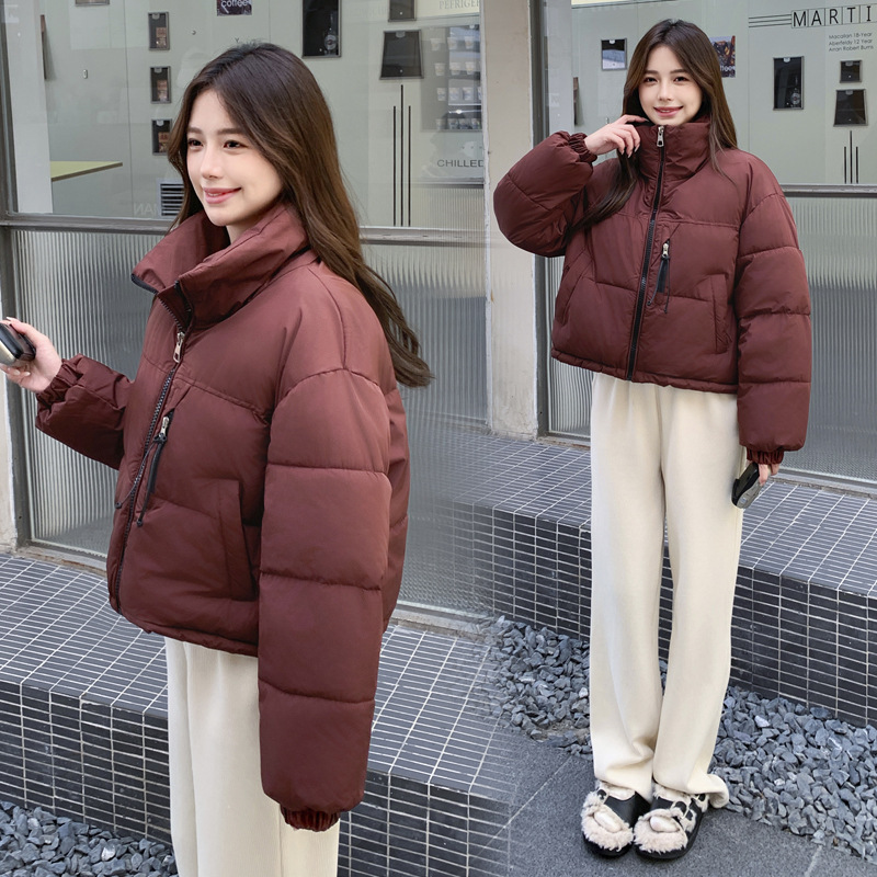 Capa de algodón de pluma corta de invierno de mujeres inins coreano engrosado vestido de pan de diseño sensación de nicho abrigo de algodón de moda